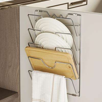 Kitchen Organizer Rack Wall Hanging Pot Cover Rack Five-Layer Pot Lid  Metal Rust-Free Multifunctional Rack Pot Lid Storage