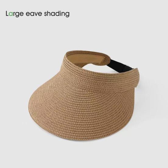 Summer Foldable Sun Hat, Adjustable Elastic Buckle Braided Straw Hat, Portable Foldable Beach Travel Hat for Women