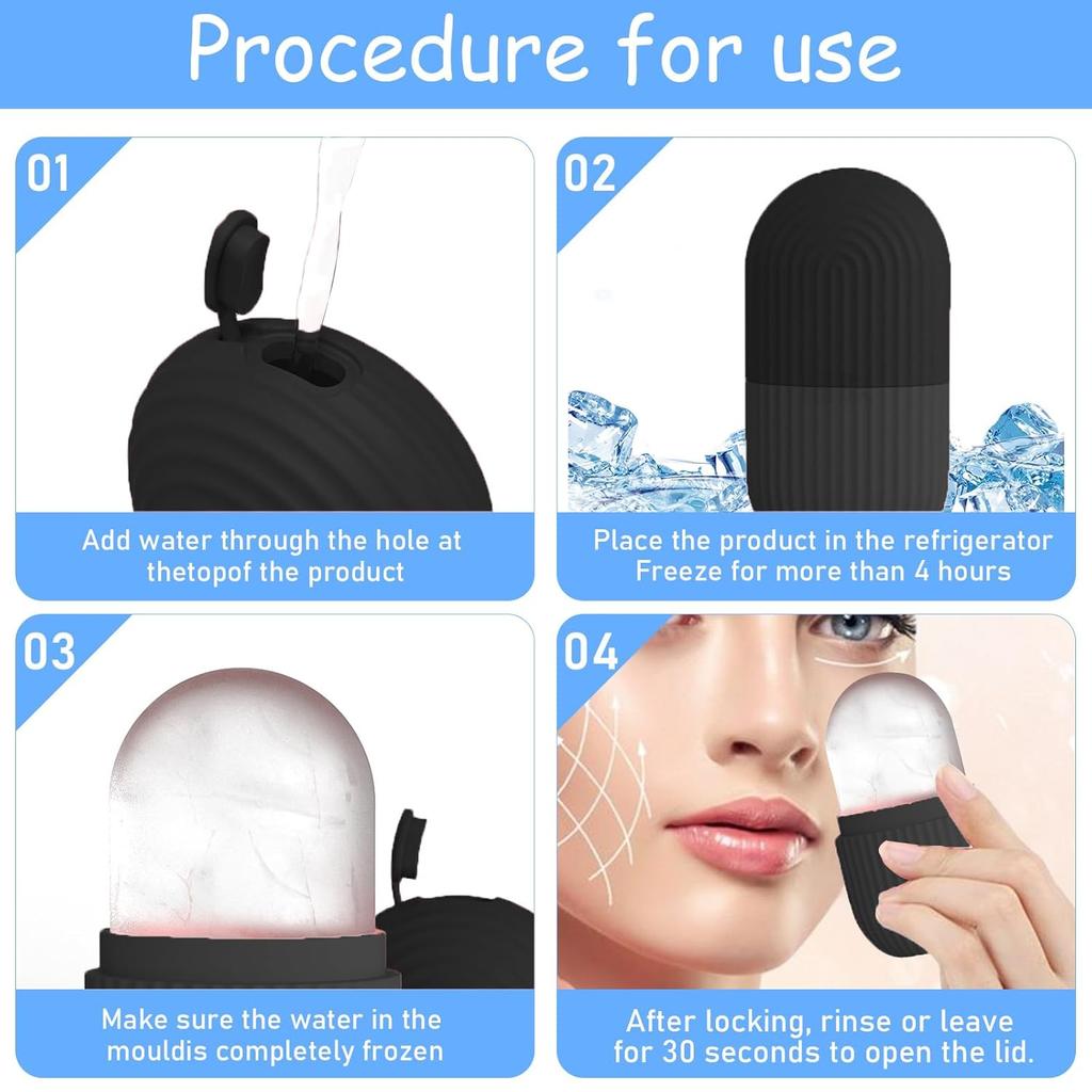 3 Pack Ice Roller for Face Eyes Women Facial Depuffer,Skin Care,Ice Pack Neck Massager,Cooling &Smoothing,Beauty Essentials(Black)