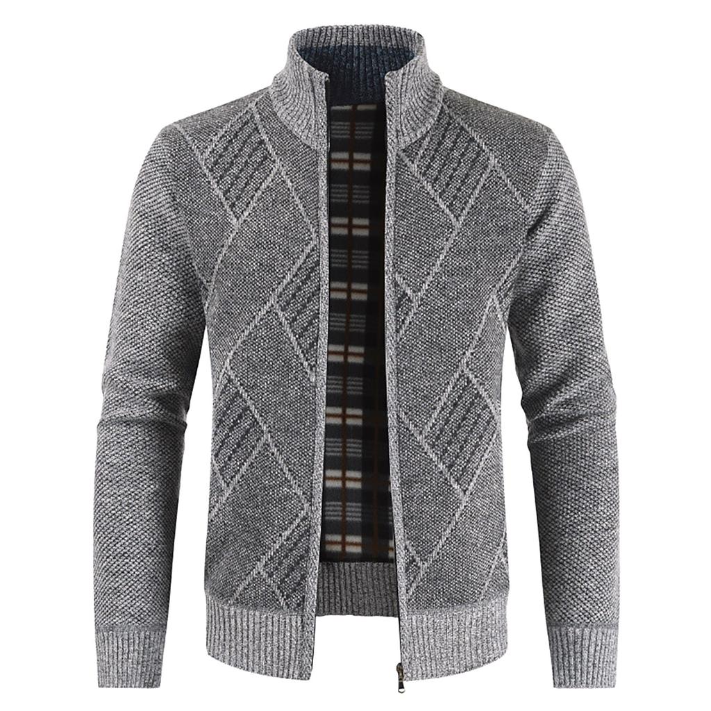 Men's Casual  Winter Zipper Sweater Stand Collar  Cardigan Tops Sweater Blouse Coat