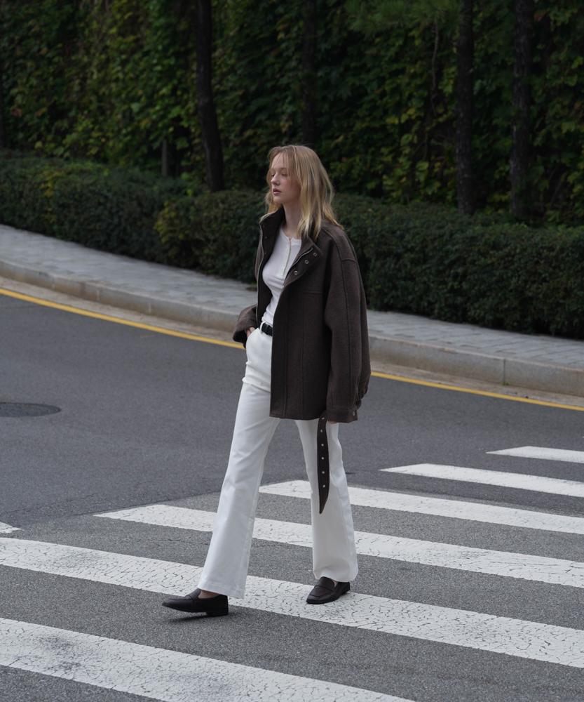 Deheve Belted Wool Half Jacket [Brown]
