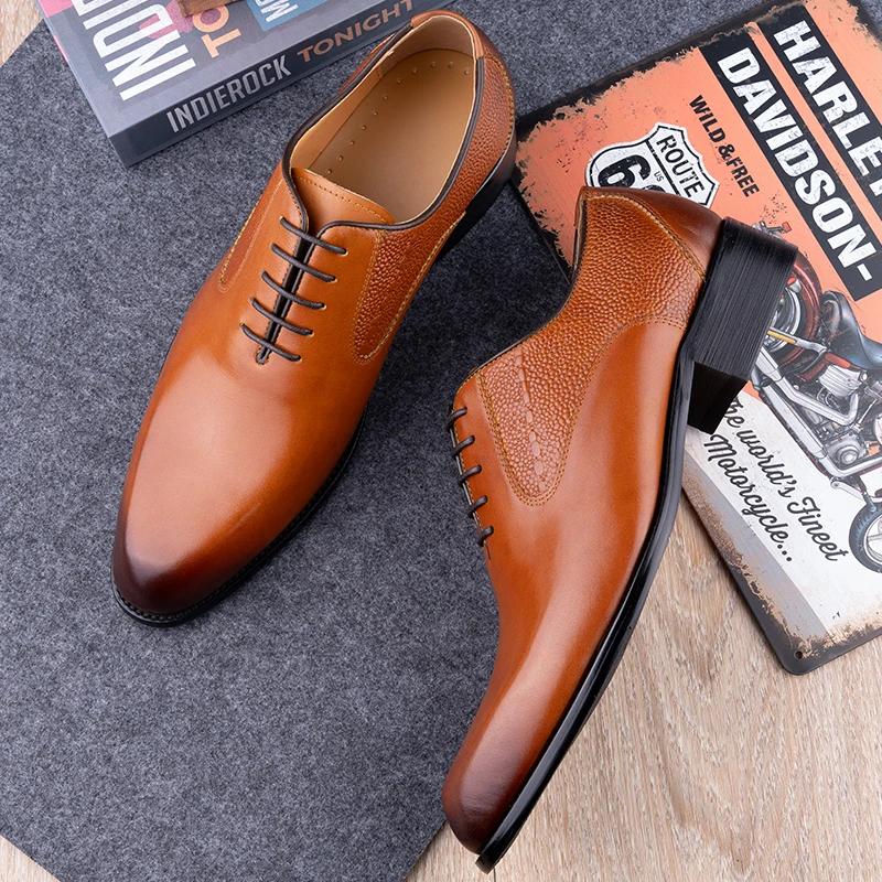 Fashion High Quality Handmade Oxford Casual Business Work Shoes Formal Men Shoes Fashion Dress Genuine Leather Lace Up Comfortable Shoe