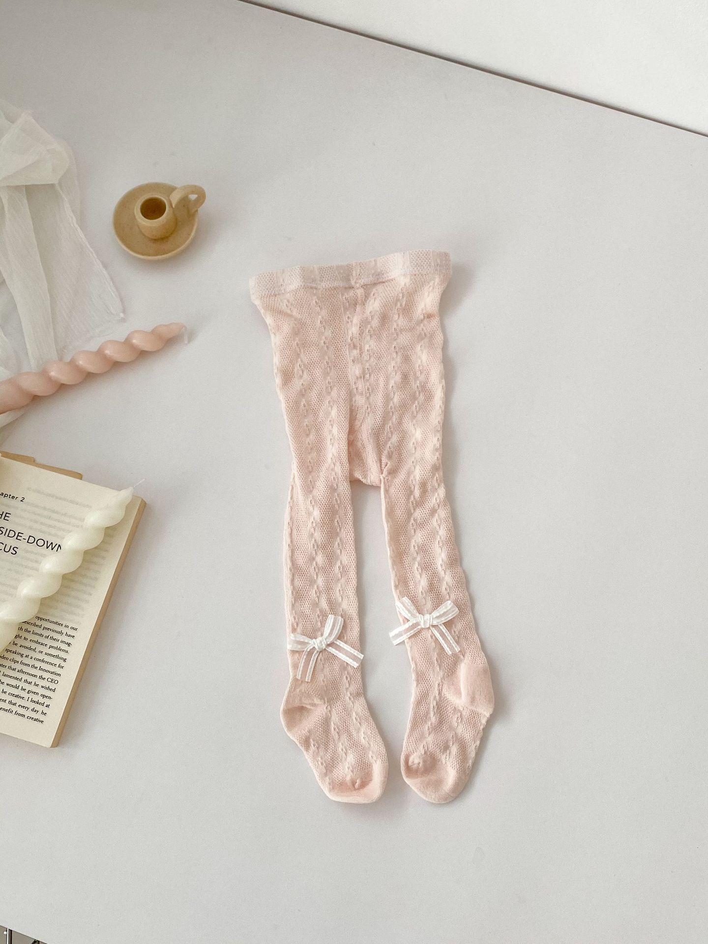 Girls Summer Lightweight Mesh Tights with Cute Bow for Princess 80 розовый