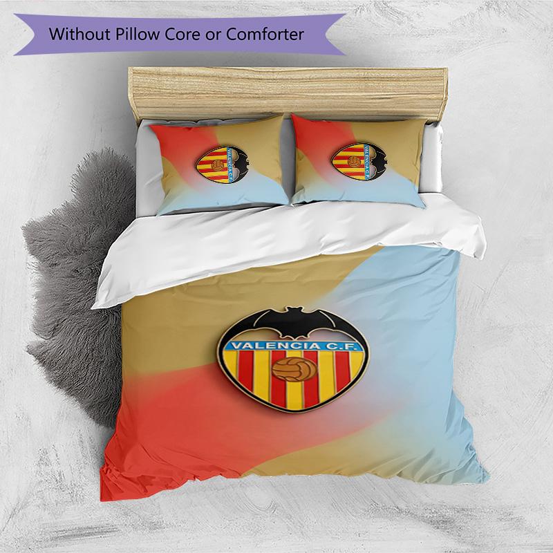 Valencia FC Printed 3PCS Bedding Set Breathable Duvet Cover with Pillowcases Decorative Bed Linen for Bedroom Home