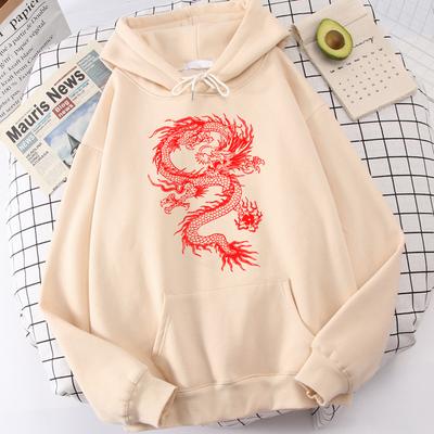 Red Dragon Tattoo Stickers Funny Printing Hoodies Male Funny Oversized Sweatshirt Novelty Street Clothes Soft Loose Hoodie Men