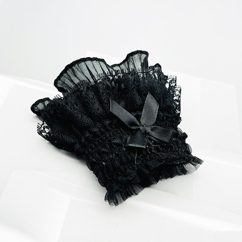 1 Pair Detachable Bowknot Gothic Lolita Wrist Cuffs Lace Mesh Fake Sleeves for Photography Shoot Props