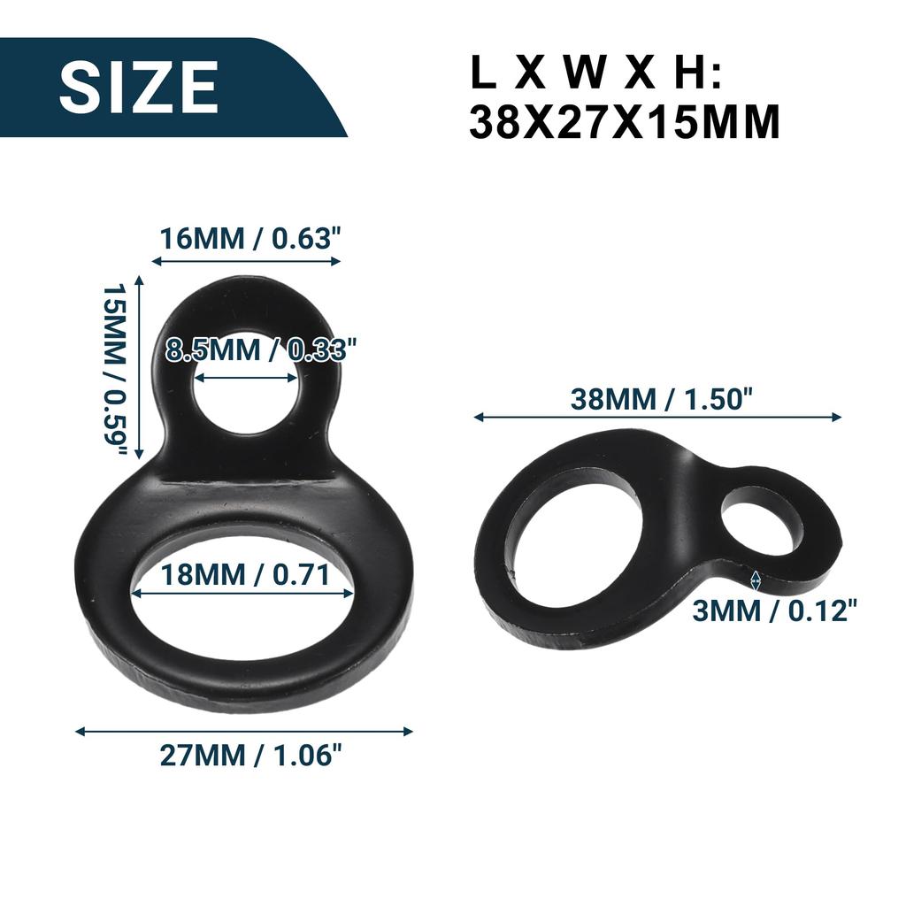 TUCKBOLD Multi Purpose Car Tie Down Strap Rings | Anchor Hooks, Black, Set of 12