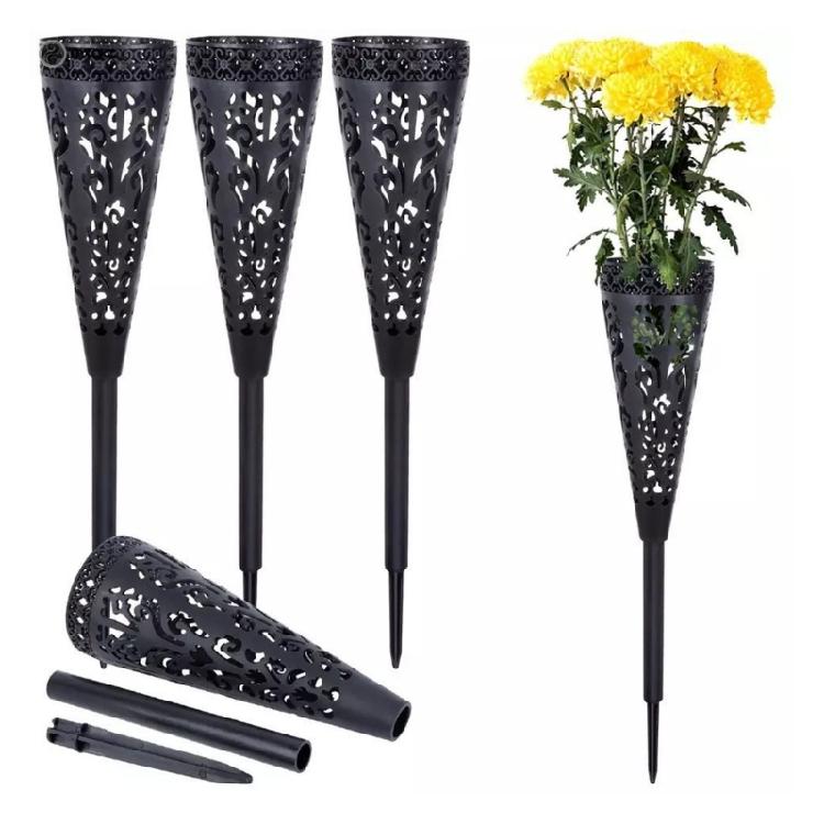 2/4Pcs Cemetery Vase with Spikes Plastic Cemetery Grave Vase Flower Holder