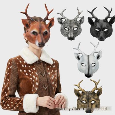 Sika Deer Halloween Mask - PU Foam Animal Mask for Carnival & Cosplay