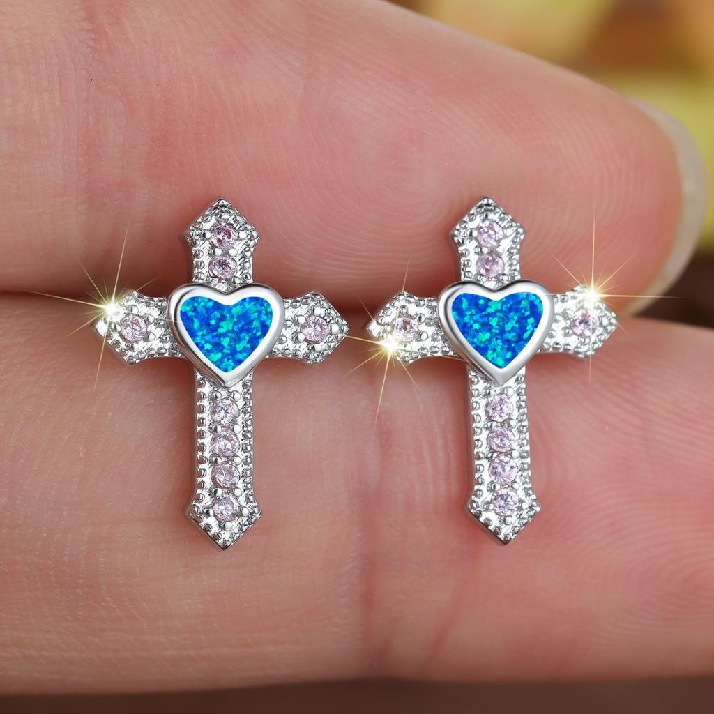 Hot Selling Love Cross Earrings for Women Niche Sweet and High End Fashionable and Versatile