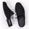 Designer New Men Black BLUE Half Slippers Shoes Casual Suede Pu Leather Mules Moccasins Breathable Loafers Zapatos Hombre