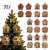 Holiday Party Supplies DIY Christmas Faux Pearl Art Painting Hanging Pendant Kit, 3D Bead Gingerbread Home Decoration House Handmade Miniature