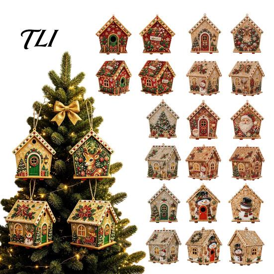 Urlaubsparty-Zubehör DIY Weihnachts-Kunstmalerei mit künstlichen Perlen, Hängender Anhänger-Bausatz, 3D-Perlen Lebkuchenhaus-Dekoration Haus Handgefertigte Miniatur