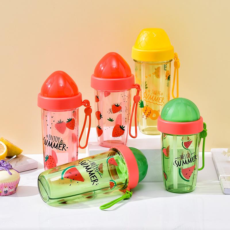 Water Bottle Internet Celebrity Straw Cup Girls High Value Sub-warehouse Plastic Water Cup Can Not Be Broken Outdoor Portable Children Cold Brew Cup