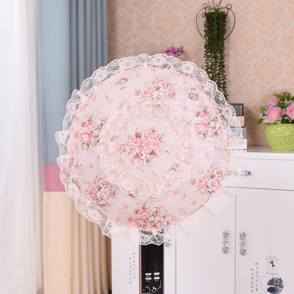 Round Lace Electric Fan Cover Pastoral Style Floral Floor Fan Covers  Electric Fan