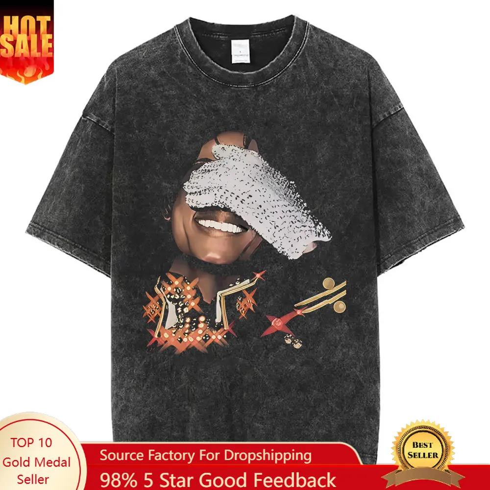 Washed Vintage Michael Jackson Face Graphic Tshirt Men Women Classic Retro Gothic Rock T Shirts Male Hip Hop Oversized Tshirts