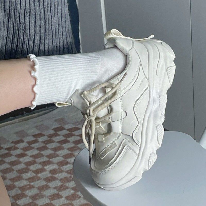Campus dad shoes double mesh breathable 2025 high-value muffin bottom non-slip little white shoes spring and summer new women's shoes
