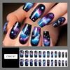 24 Pièces Étoile Nuage Ongle Press On Élégant Faux Ongle Acrylique Brillant Ongle Artificiel Carré Adhésif pour Fête