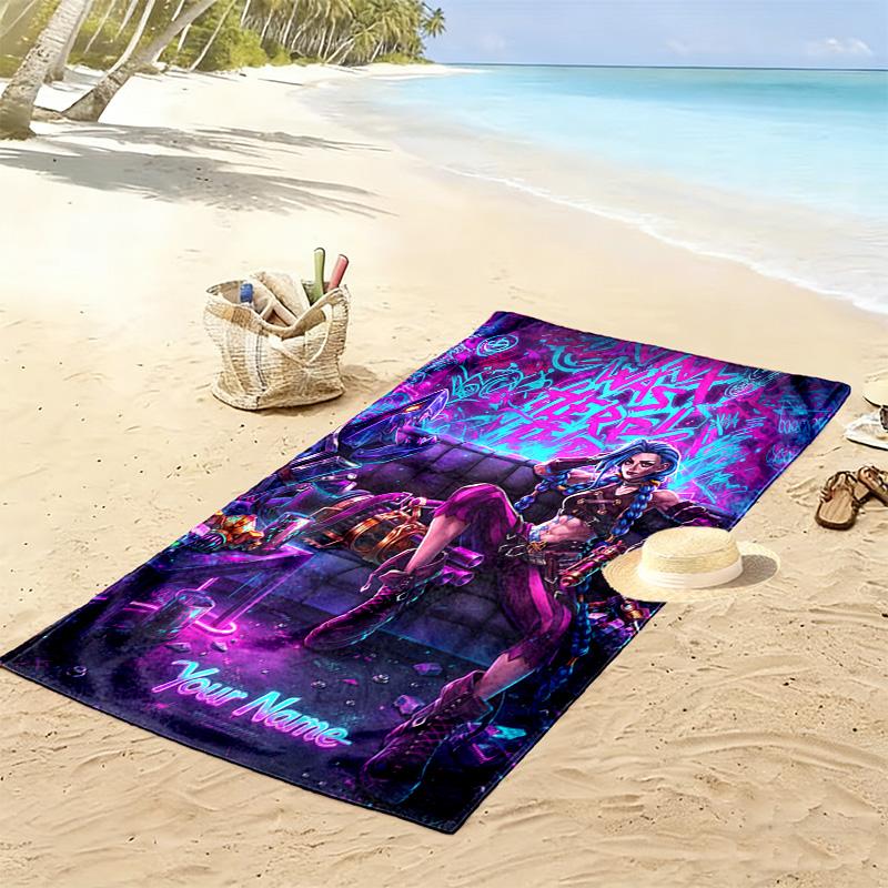 Name Custom Jinx Print Beach Towel, Large Soft Quick Dry Towel for Beach Camping Swimming