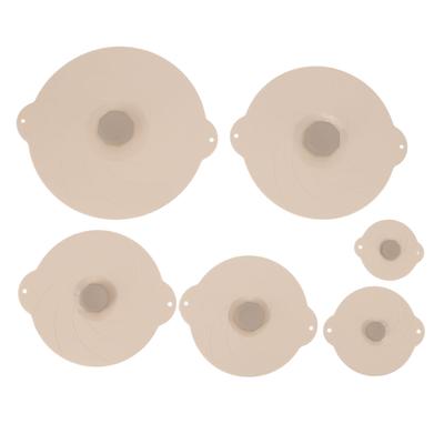 6 Stuks Voedselblikdeksels Voedselkwaliteit Hittebestendig Afdichtend Lekvrij Siliconen Zuigdeksels Potdeksel voor Potten Pannen Schalen Beige