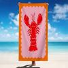 Hummer-Print Strandtuch Rosa Orange Mikrofaser Schnelltrocknend Stark Saugfähig Sandfrei Sommer Schwimmbad Badetücher