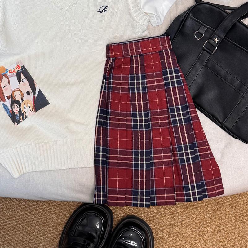 Japanese Style Authentic Pleated Tartan Skirt - School Uniform & Academic Style, Popular Whitening Summer Item