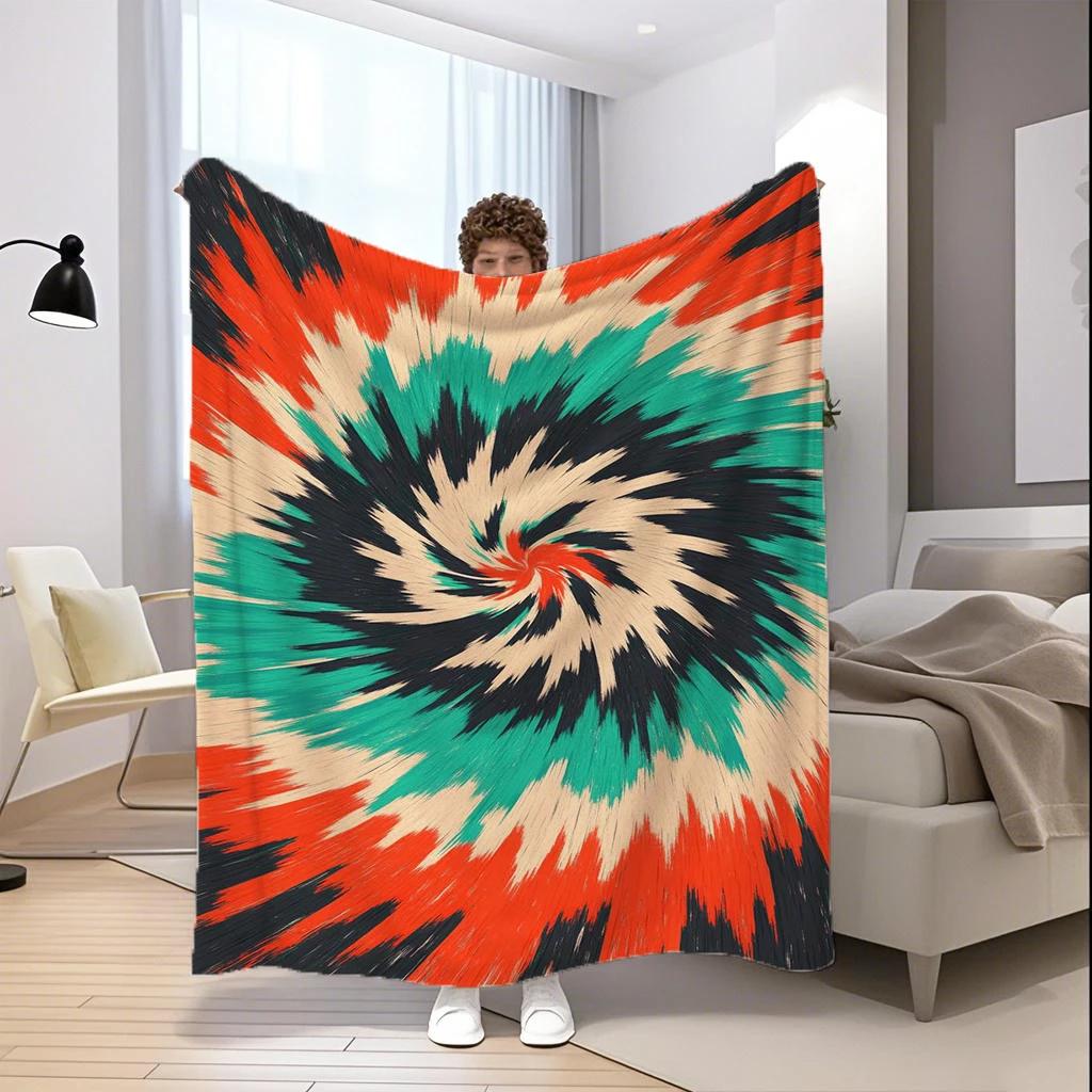 Spiral Tie-Dye Pattern Microfiber Flannel Cover Blanket Bedroom Living Room Sofa Soft And Comfortable Home Decoration