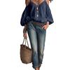 Autumn and winter new European and American women's clothing solid color suspender casual bubble sleeves holiday style top women