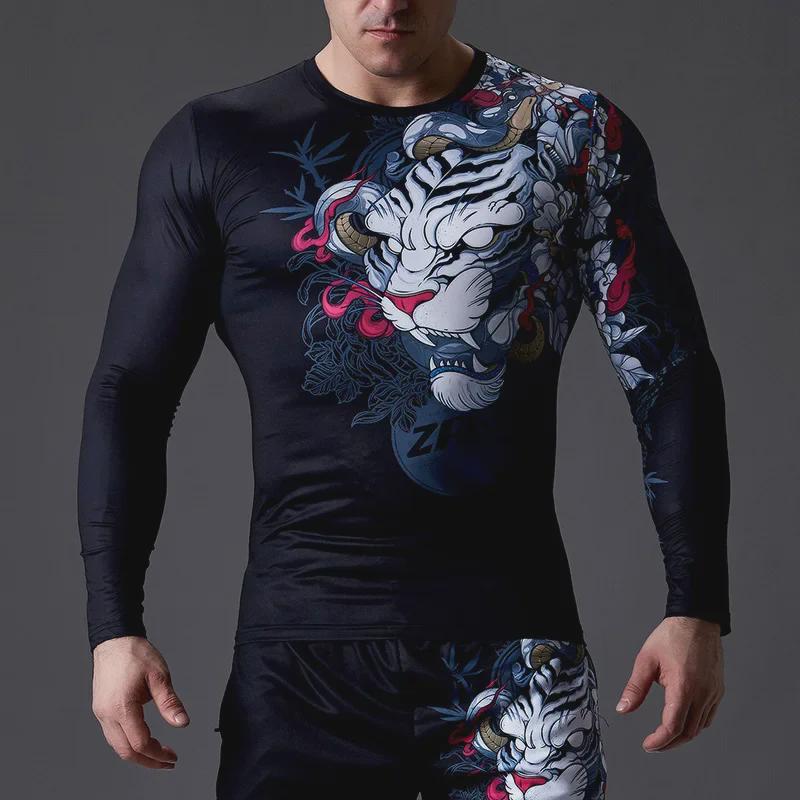 Men's Quick-Dry Long-Sleeve Gym Training Top and Running Tights