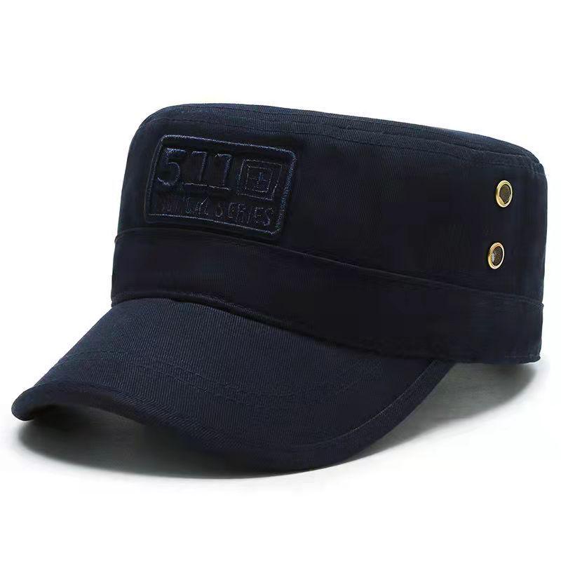 Cappellino da uomo in cotone con visiera piatta, ricamato con stella, colore verde militare