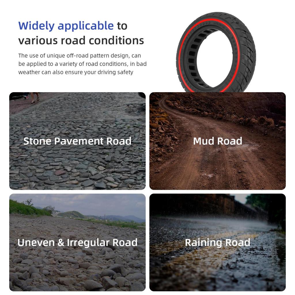 Ulip 8.5*2(50-134) Solid Tire with Red Circle for VSETT 9 & 9+ / ZERO 8/9 / Inokim Light 2 Scooters