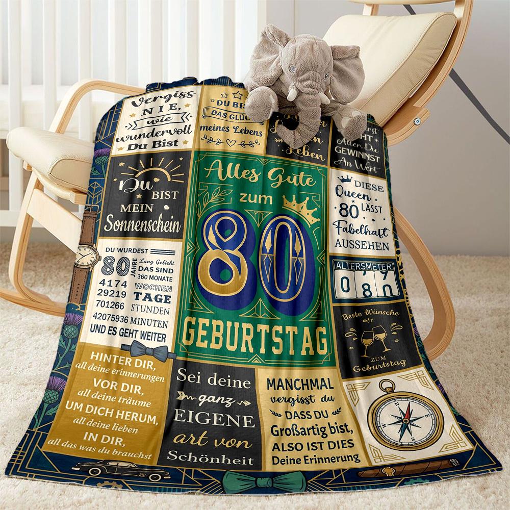 Coperta in Flanella per l'Ottantesimo Compleanno - Morbida e Adatta per Divani, Letti, Uffici, Viaggi, Tutte le Stagioni, Ottimo Regalo per Feste e Compleanni.