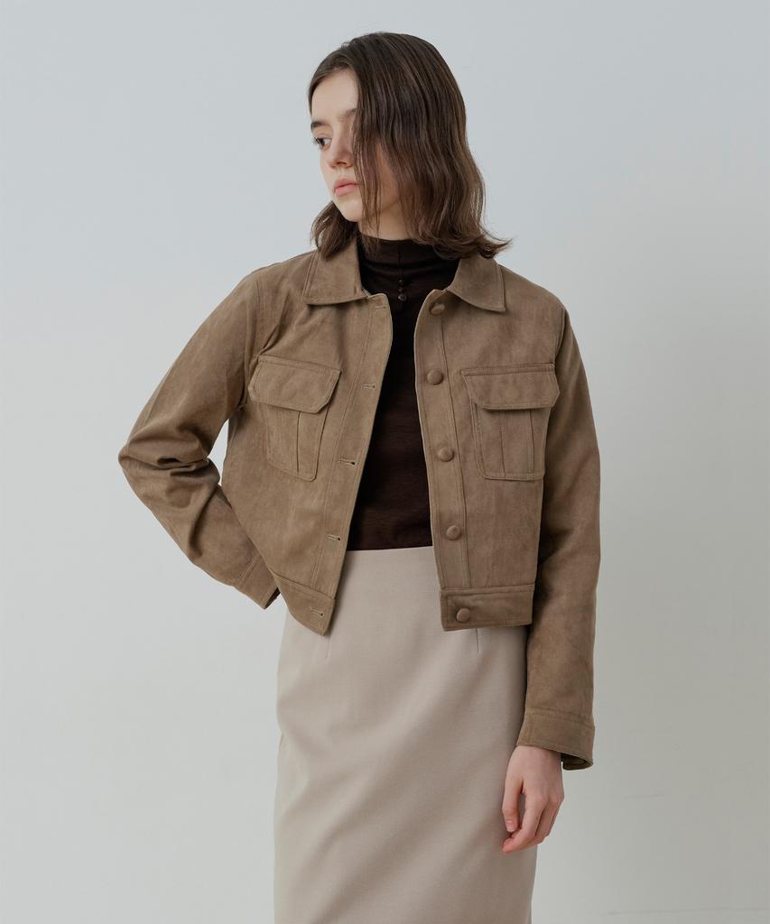 LE STUDIO Classic Suede Pocket Jacket (Kbe)