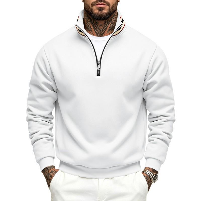 Mens Fleece Lined Stand Collar Sweatshirt Loose Fit Casual Outdoor Winter Warm Top