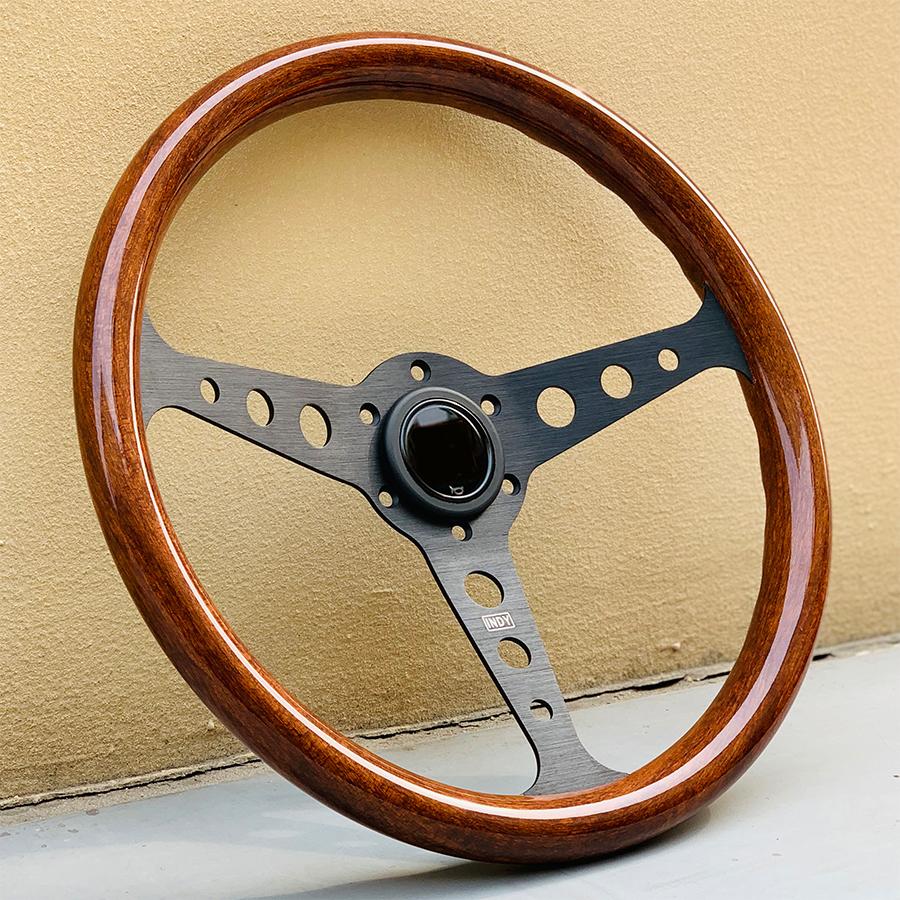 Universal Heritage Indy Wood Grain Steering Wheel 14inch Classic Racing Sports Car Steering Wheel
