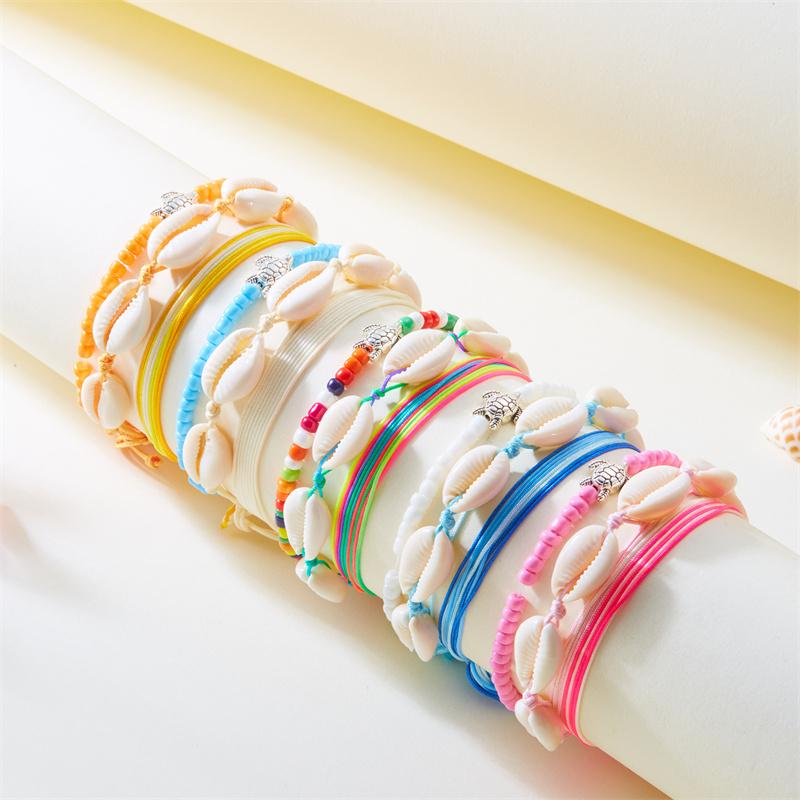 3Pcs/Set Bohemian Sea Turtle Shell Handmade Beaded Bracelet For Women Trendy Summer Beach Rice Beads Bracelet Girl Party Jewelry