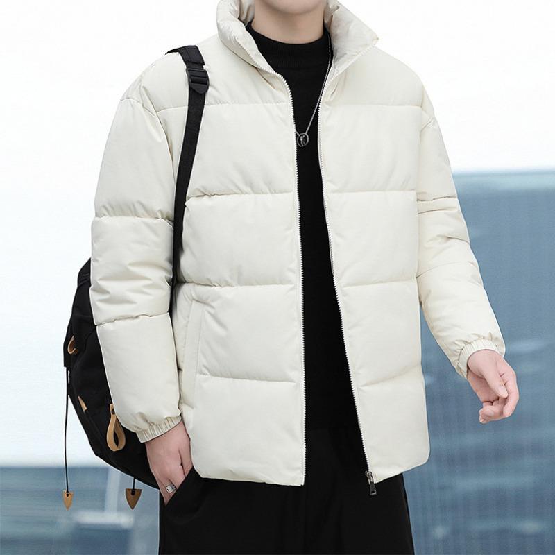 Mens Thickened Stand Collar Warm Casual Loose Winter Cotton Padded Jacket
