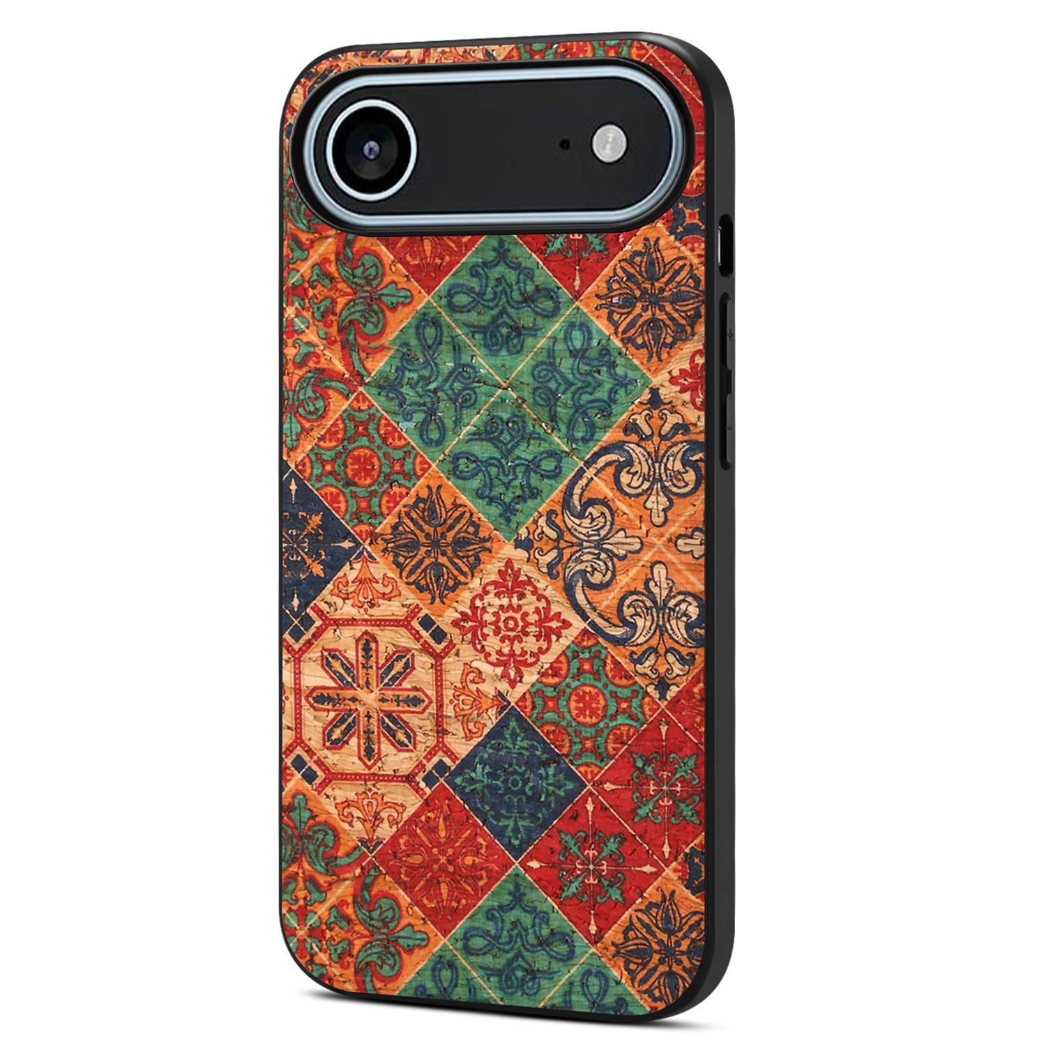 

For iPhone 17 Air Case Flower Print PU Leather+PC+TPU Phone Cover Winter/Blue