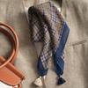 Handmade 71 cotton and linen red geometric square scarf silk scarf women's Korean neck protection small scarf thin headscarf velvet scarf