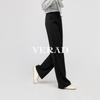 Coffee narrow fit suit pants for women, casual pants for women, straight leg, floor length, wide leg pants