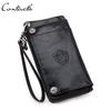 CONTACT'S Cow Leather Men's Long Wallet Vintage Clutch Wallets Male Coin Purse For 6.5" Cell Phone