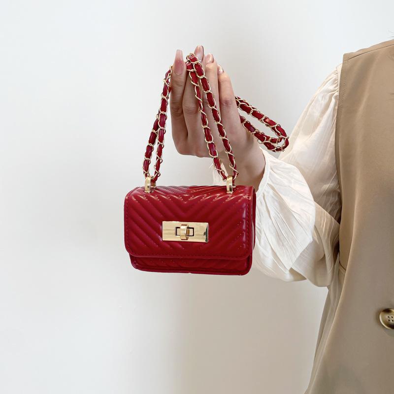 Borsa a tracolla a catena con filo ricamato da donna, nuova moda primavera ed estate, borsa a tracolla, chiusura, mini borsa quadrata