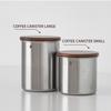 Luftdichter Edelstahl-Kaffeebehälter mit Holzdeckel, Kleines tragbares Kaffeebohnen-Aufbewahrungsglas für die Küche