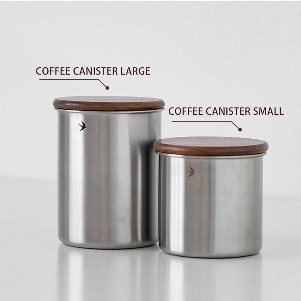 Luftdichter Edelstahl-Kaffeebehälter mit Holzdeckel, Kleines tragbares Kaffeebohnen-Aufbewahrungsglas für die Küche