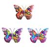 3Pcs Colorful Butterfly Wall Decoration, Weather-proof Butterfly Shape Wall Art, Metal Butterfly Hanging Ornament for Home, Garden, Yard, Patio
