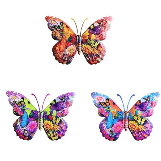 3Pcs Colorful Butterfly Wall Shape Wall Art Decoration Weather-proof Butterfly Metal Butterfly Hanging S
