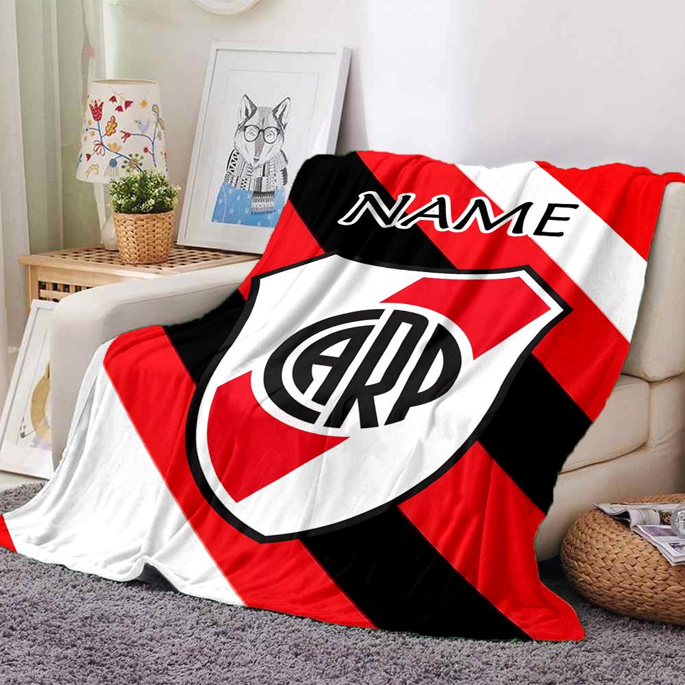 Custom Name River Plate Crest Blanket for Couch & Bed, Plush Cozy Fuzzy Blanket Super Soft & Warm Blankets for Fall and Winter. 0908284