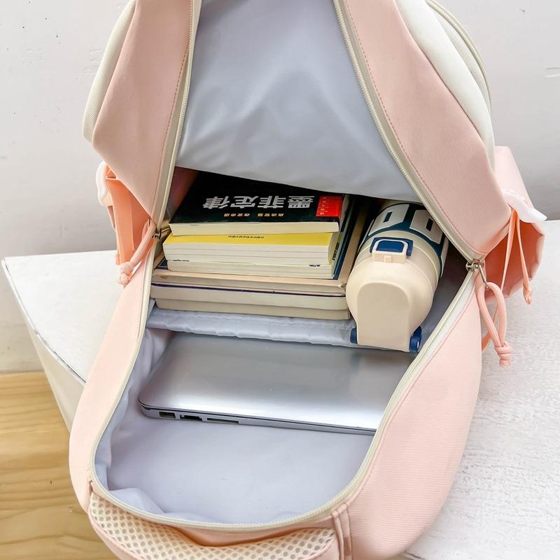 High Value College Style Fresh and Sweet Contrasting Color Splicing Backpack Junior High School Student Backpack