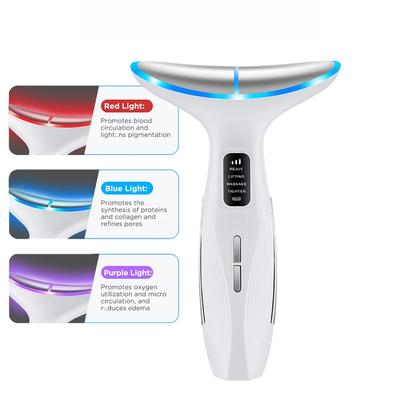 3 Farben LED Hals Schönheitsgerät EMS Gesichtslifting Massagegerät Doppelkinn Entferner Wärmetherapie Gesichtshautverjüngungsinstrument