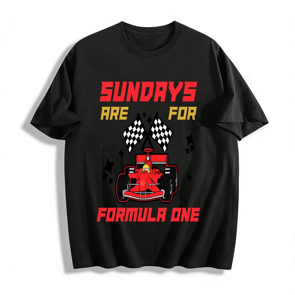 Sundays Are For Formula One Graphic Tee Racing Fans Casual Comfortable Short Sleeve Top Pure cotton T-shirt XXS